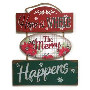 Christmas Holiday Wood Sign Wall Decor Rustic Wood